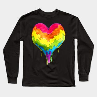 Rainbow Heart Drip Long Sleeve T-Shirt